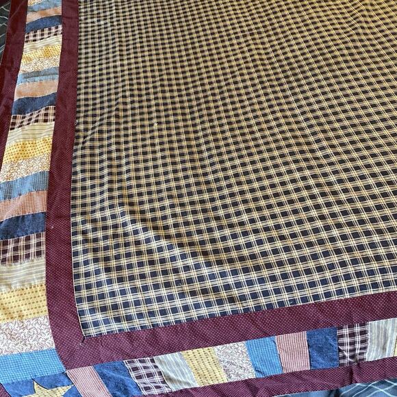 VTG 80s Patchwork Trow Blanket Country FarmHouse Cottage For Sofa Chair 69x51” - Picture 3 of 6